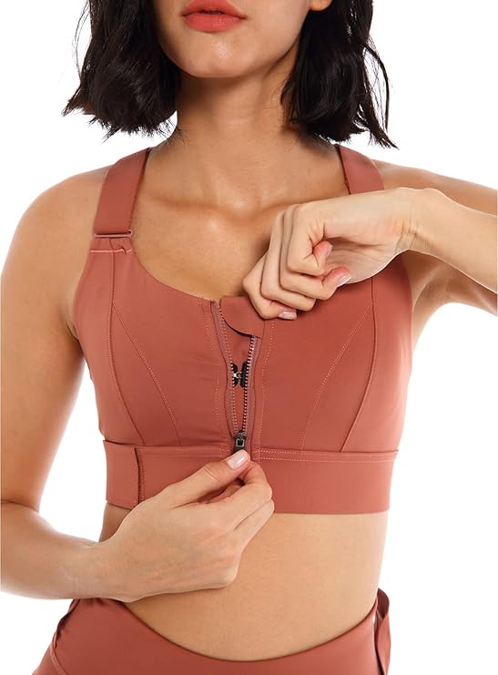 GVV Women's Cross Back Sports Bra - Brown