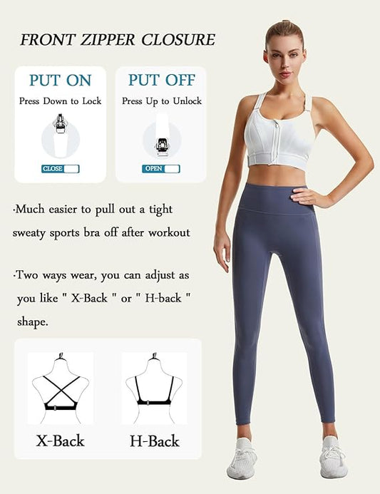 GVV Women's Cross Back Sports Bra - White