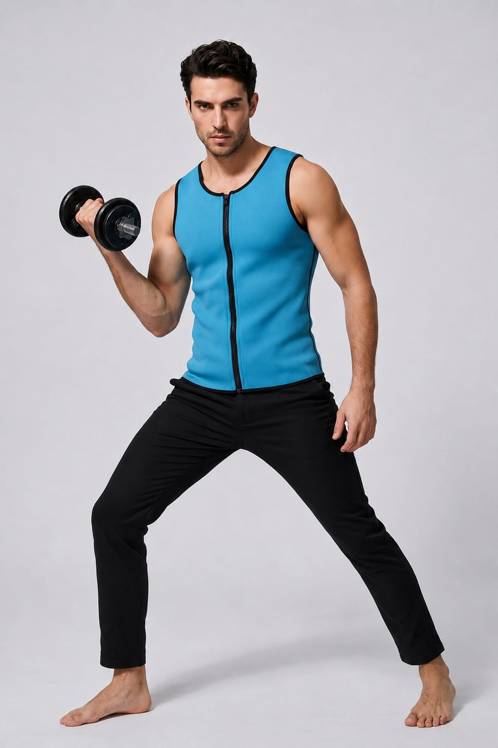 GVV Men's Front Zipper Sweat Shaper - Blue