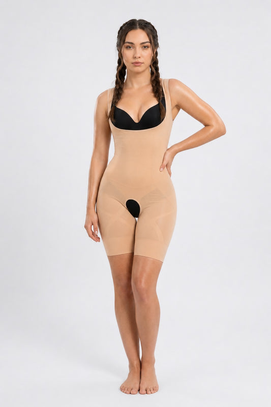 GVV Women's Body Slimming Bodysuit - Beige