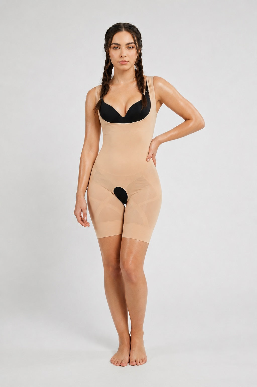 GVV Women's Instant Figure Shapewear Bodysuit - Beige
