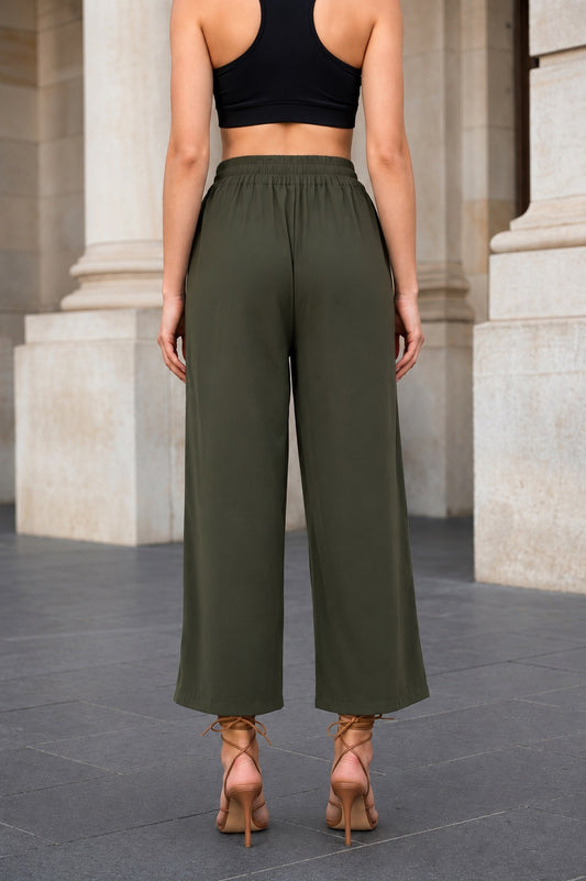 GVV Women's Olive Green Comfort Palazzo Pants