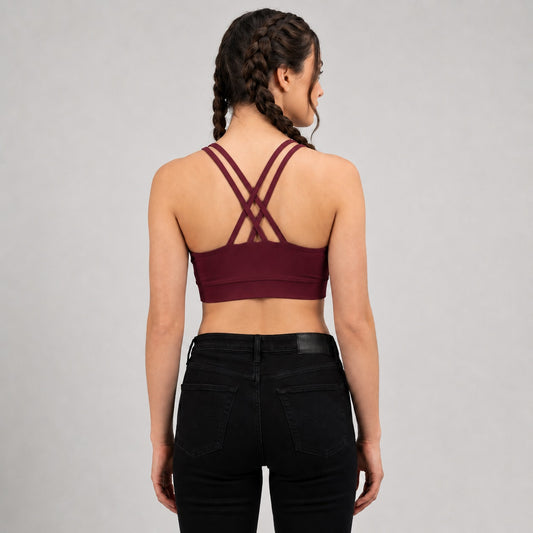 GVV Criss Cross Sports Bra - Wine Berry