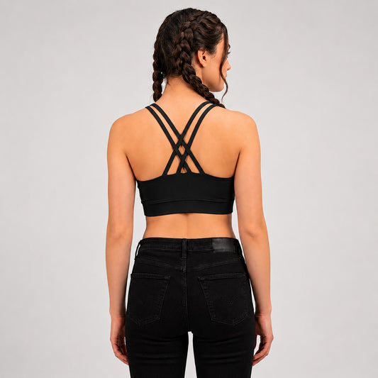 GVV Criss Cross Sports Bra - Black