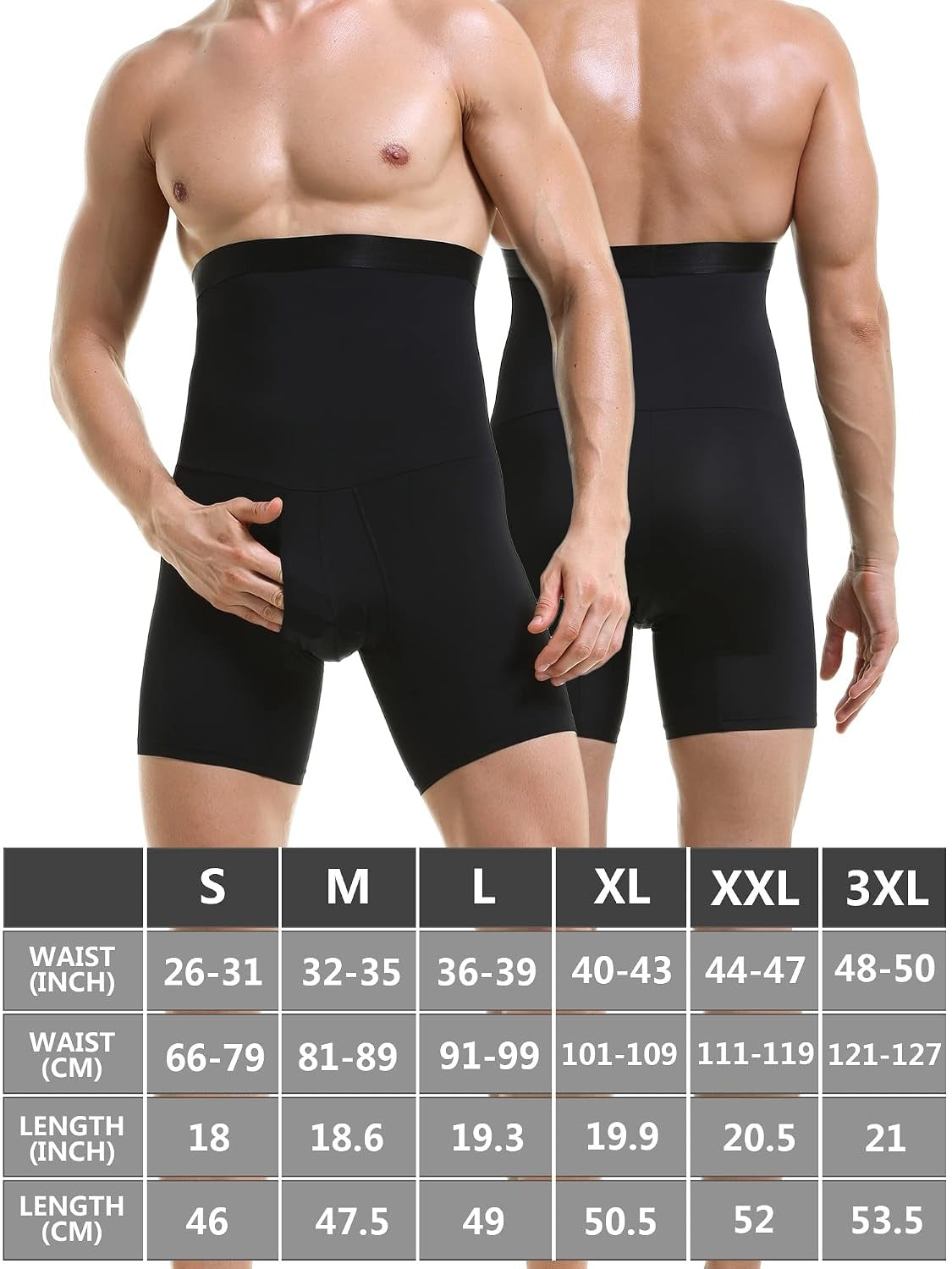 GVV Men's Tummy Compression Shorts - Black