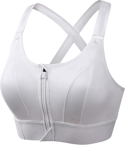 GVV Women's Cross Back Sports Bra - White