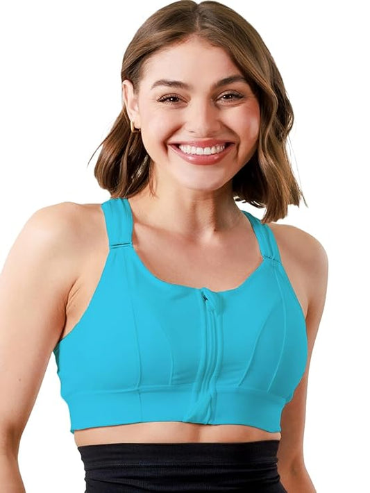 GVV Women's Cross Back Sports Bra - Sky