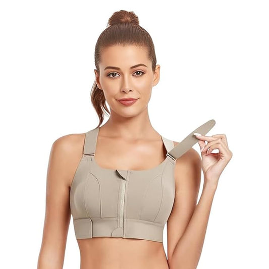 GVV Women's Cross Back Sports Bra - Khakhi