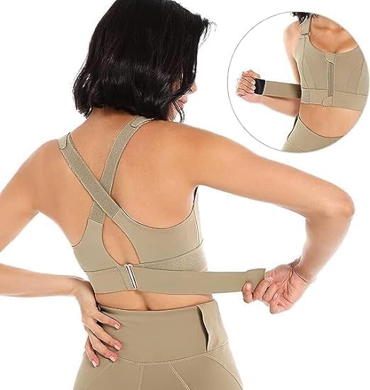 GVV Women's Cross Back Sports Bra - Khakhi