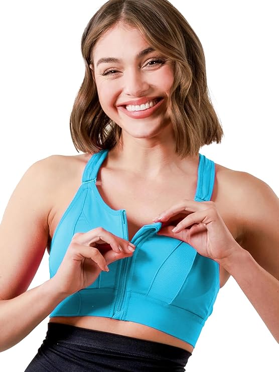 GVV Women's Cross Back Sports Bra - Sky