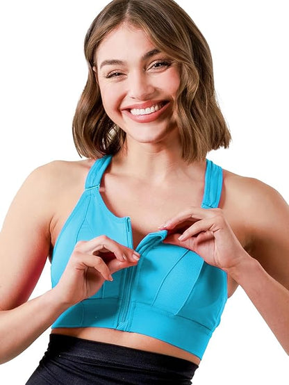 GVV Women's Cross Back Sports Bra - Sky