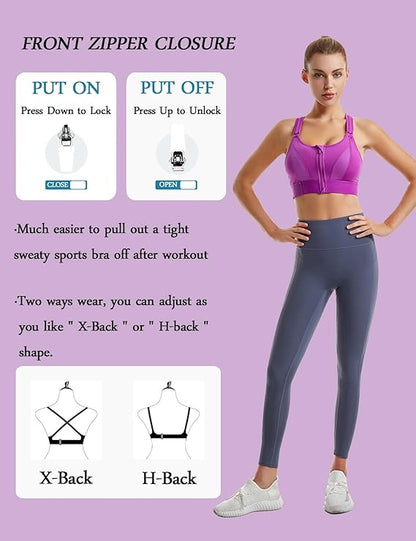 GVV Women's Cross Back Sports Bra - Purple