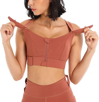 GVV Women's Cross Back Sports Bra - Brown
