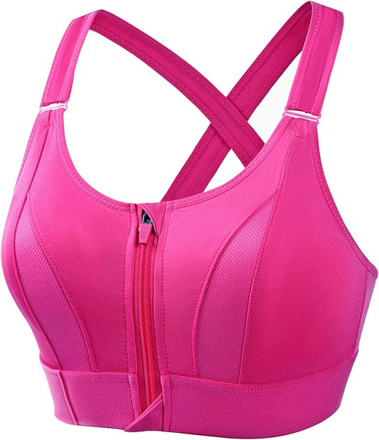 GVV Women's Cross Back Sports Bra - Pink