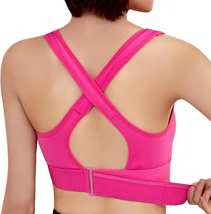 GVV Women's Cross Back Sports Bra - Pink
