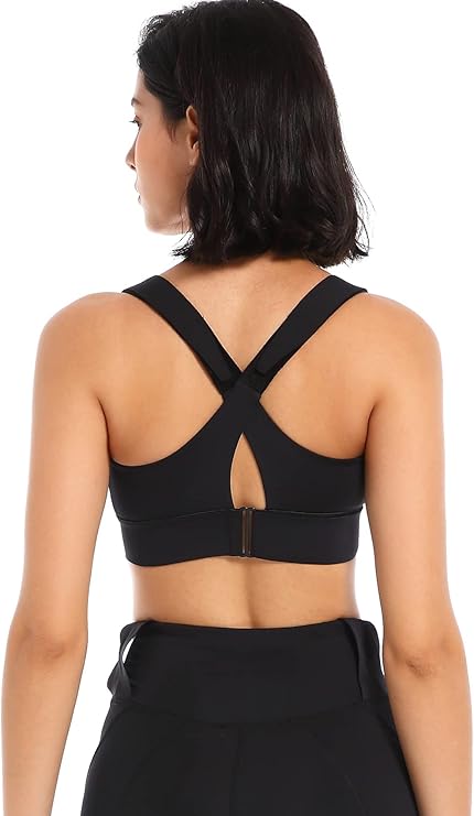GVV Women's Cross Back Sports Bra - Black