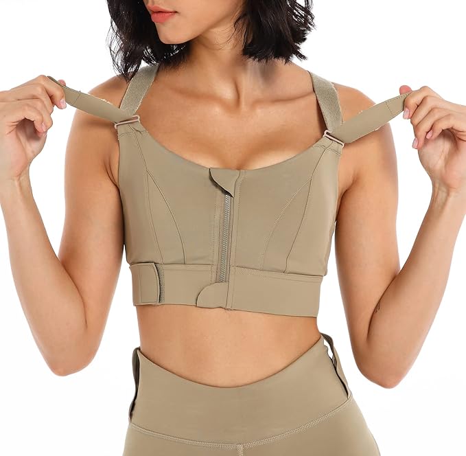 GVV Women's Cross Back Sports Bra - Khakhi