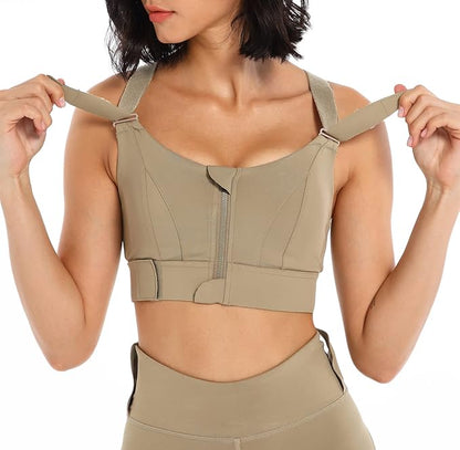 GVV Women's Cross Back Sports Bra - Khakhi