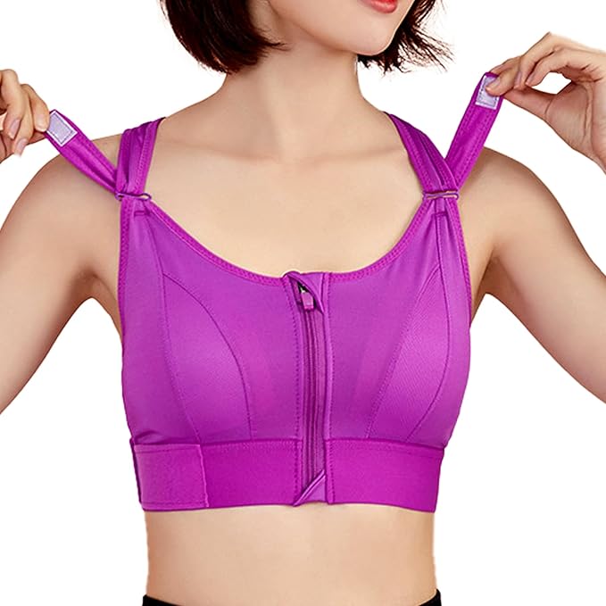GVV Women's Cross Back Sports Bra - Purple