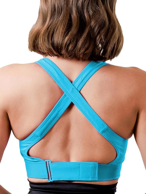 GVV Women's Cross Back Sports Bra - Sky