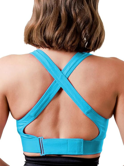 GVV Women's Cross Back Sports Bra - Sky