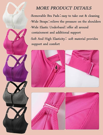 GVV Women's Cross Back Sports Bra - Pink