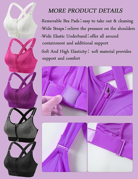 GVV Women's Cross Back Sports Bra - Purple
