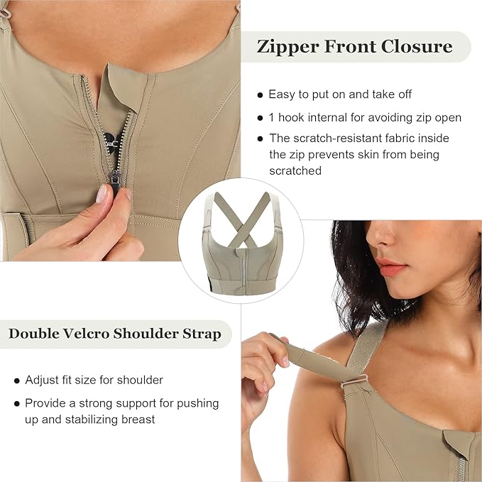 GVV Women's Cross Back Sports Bra - Khakhi