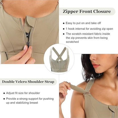 GVV Women's Cross Back Sports Bra - Khakhi
