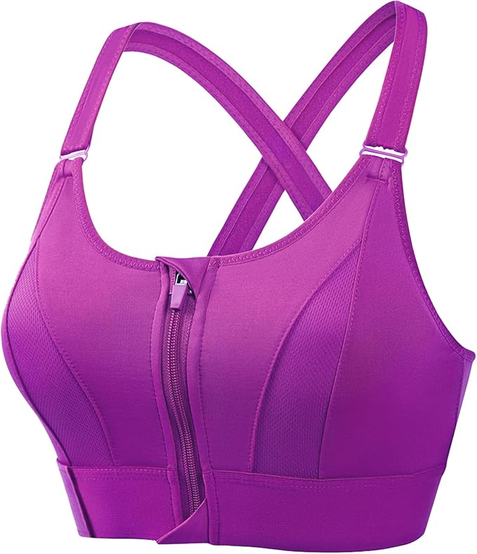 GVV Women's Cross Back Sports Bra - Purple