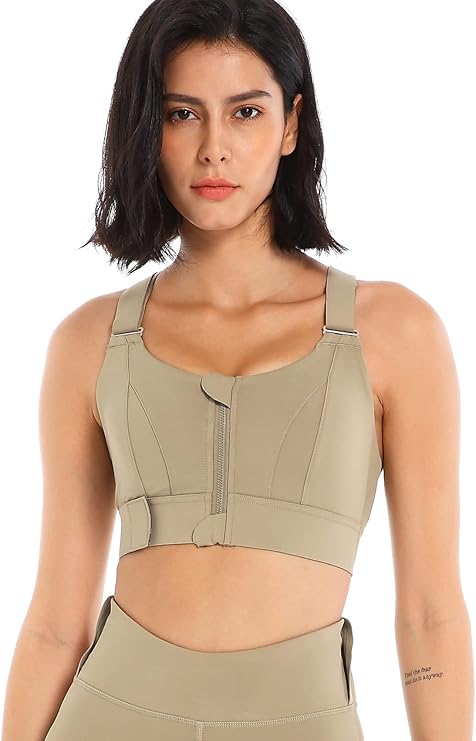 GVV Women's Cross Back Sports Bra - Khakhi