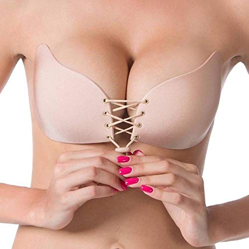 GVV Women's Backless Bra - Beige