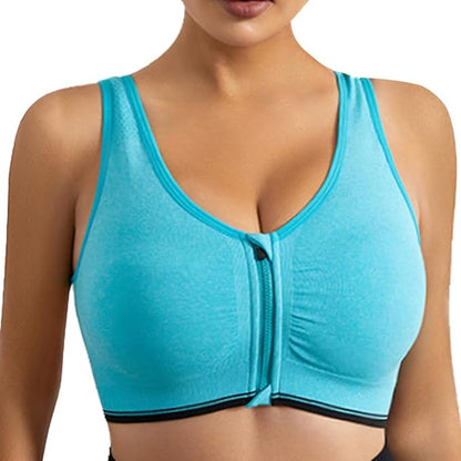 GVV Aqua Green Women's Zip Front Closure Sports Bra Zipper Padded Racerback Workout Gym Yoga Bras