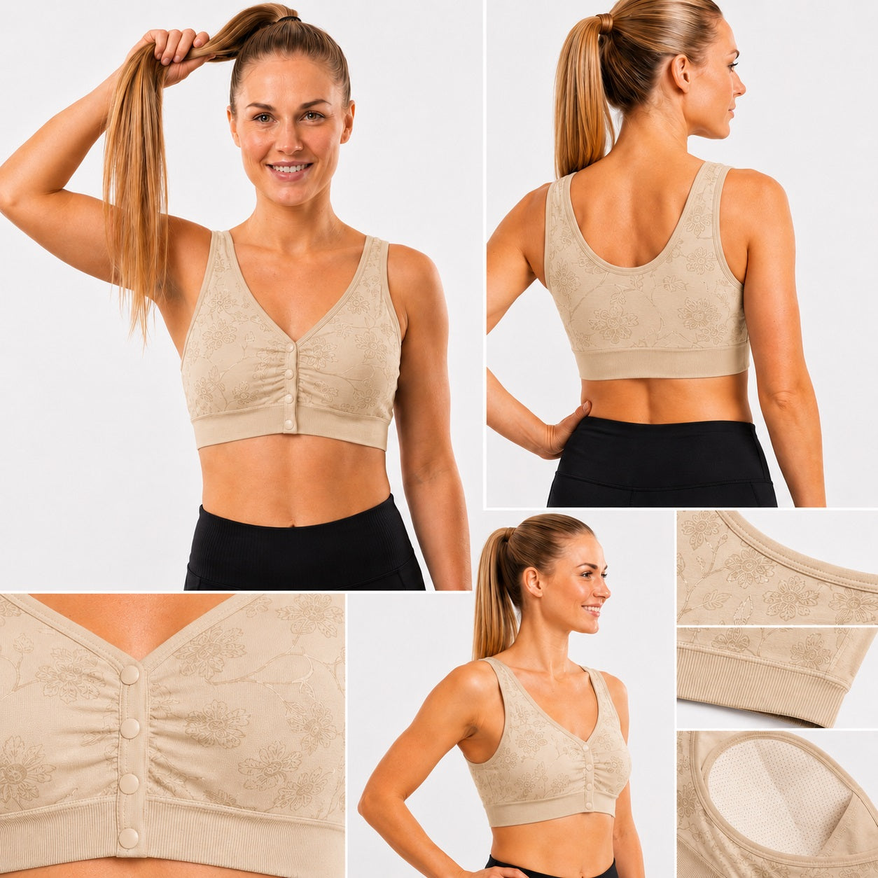 GVV Front Closure Wireless Padded Full Coverage Button Bra for Women and Girls
