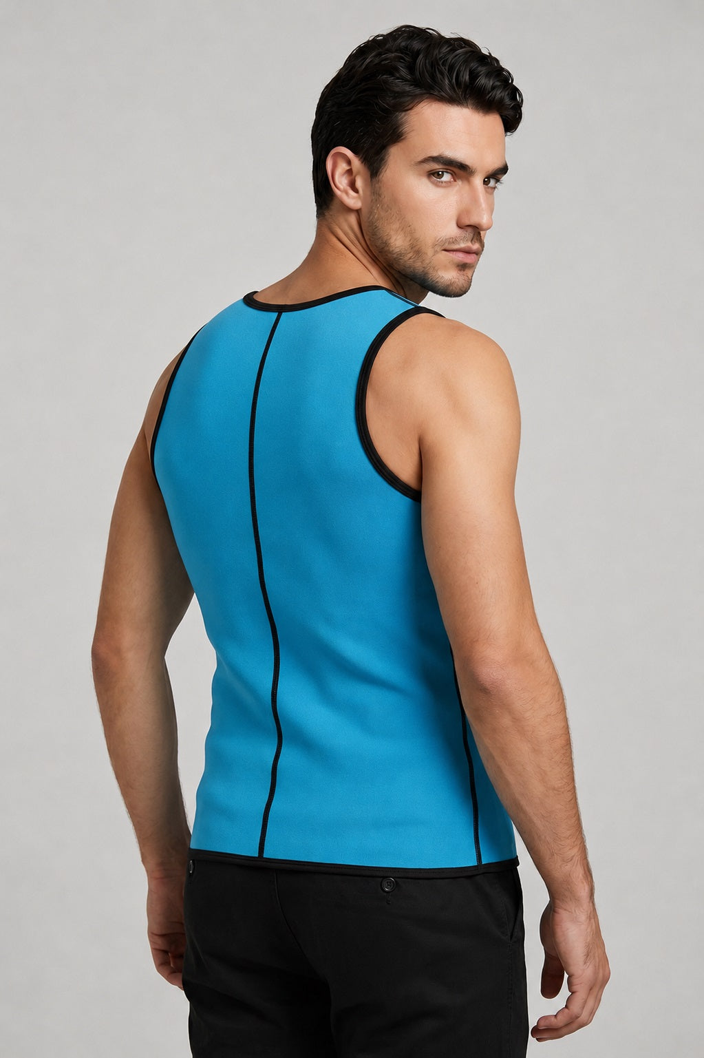 GVV Men's Front Zipper Sweat Shaper - Blue