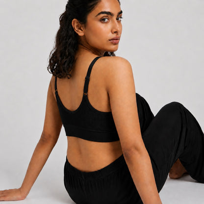 GVV Women's Strap Button Bra - Black