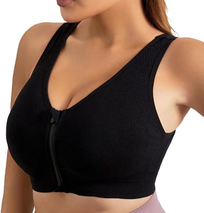 GVV Women's Zip Front Closure Sports Bra Zipper Padded Racerback Workout Gym Yoga Bras