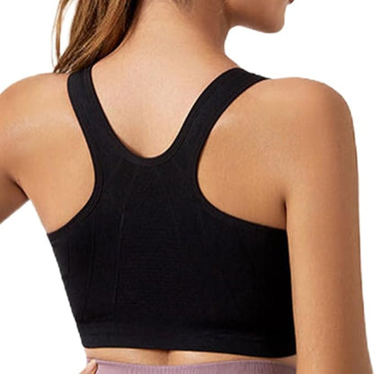 GVV Women's Zip Front Closure Sports Bra Zipper Padded Racerback Workout Gym Yoga Bras