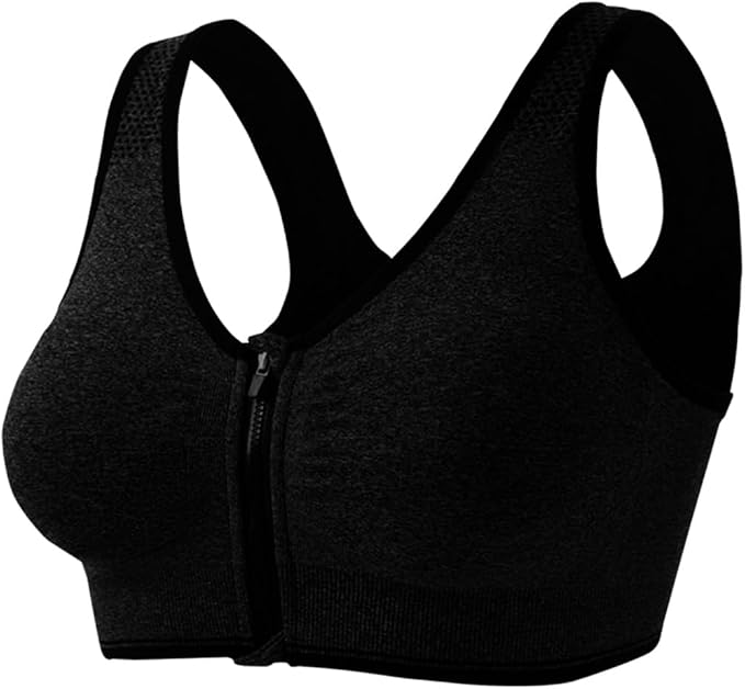 GVV Women's Zip Front Closure Sports Bra Zipper Padded Racerback Workout Gym Yoga Bras