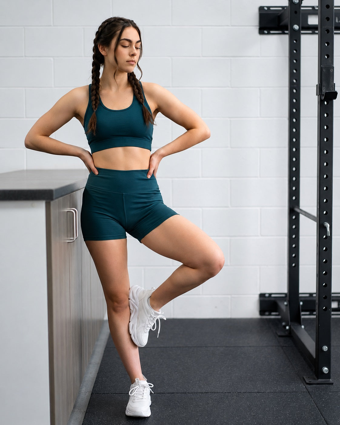 GVV Women's Yoga Shorts & Sports Bra Combo - Bottle Green