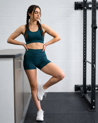 GVV Women's Yoga Shorts & Sports Bra Combo - Bottle Green