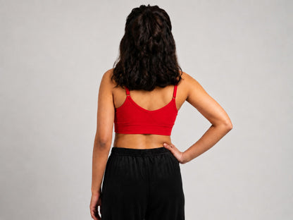 GVV Women's Strap Button Bra - Bright Red
