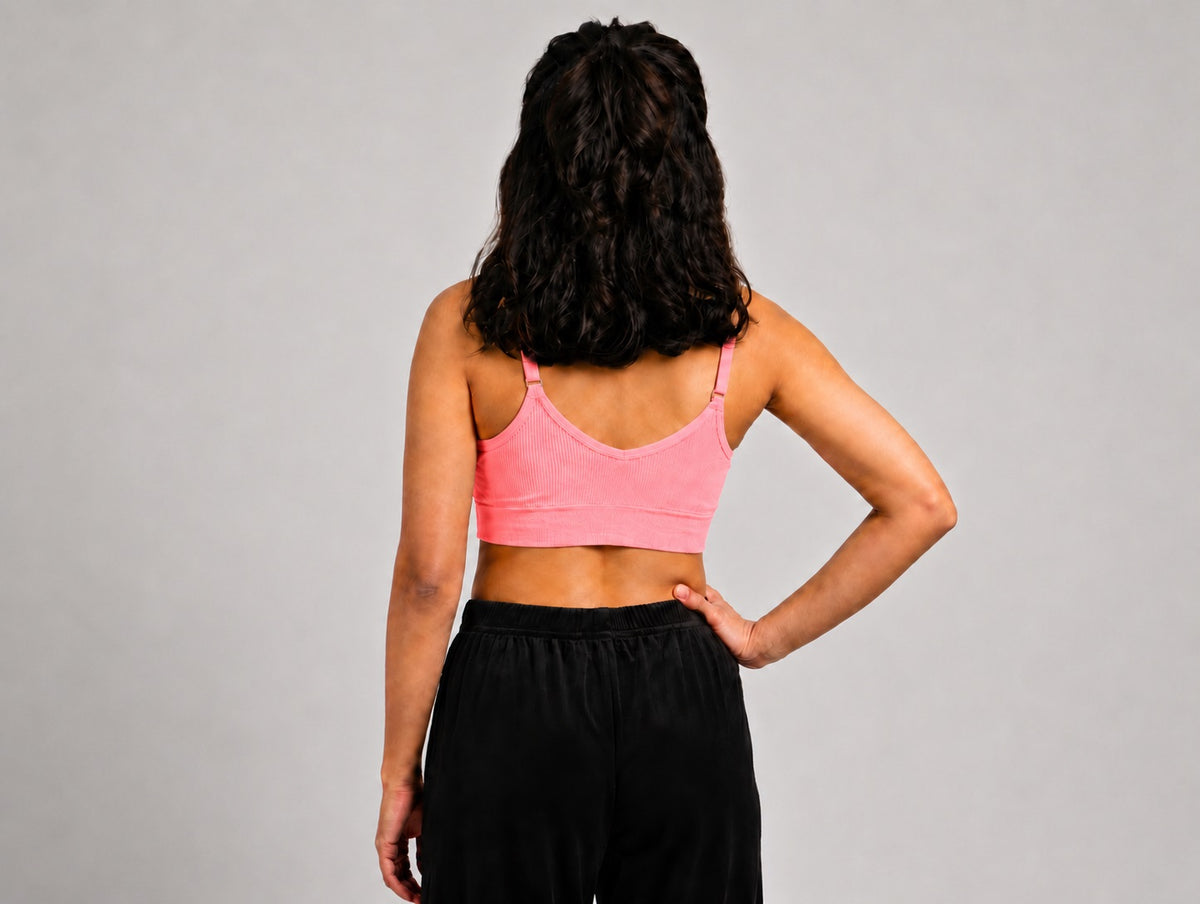 GVV Women's Strap Button Bra - Coral Pink