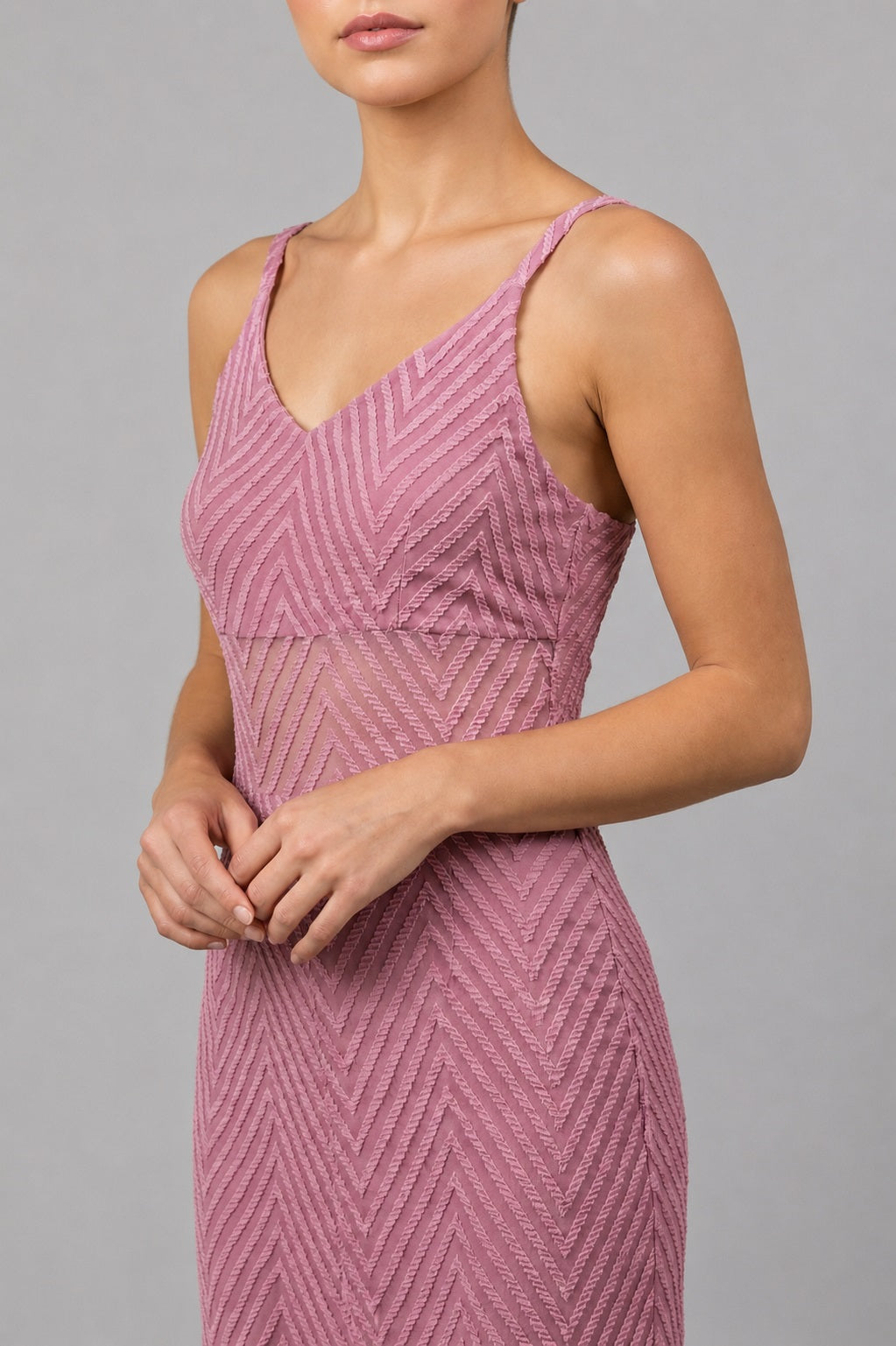 GVV Women's Pink Chevron Print Maxi Dress