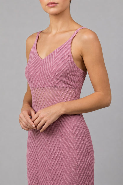 GVV Women's Pink Chevron Print Maxi Dress