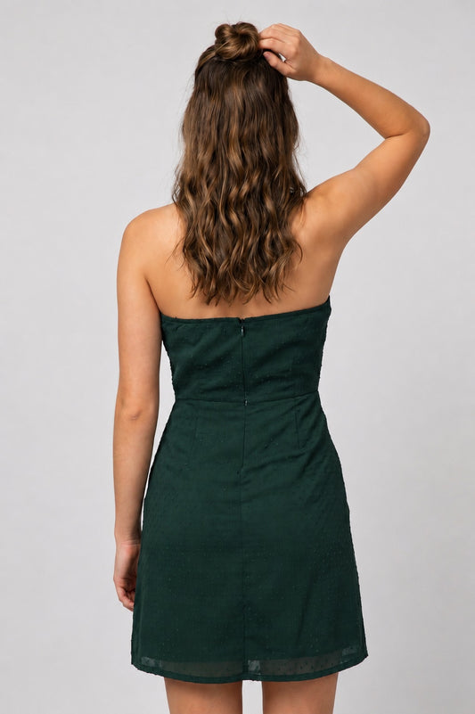 GVV Women's Dark Green Strapless Bodycon Mini Dress