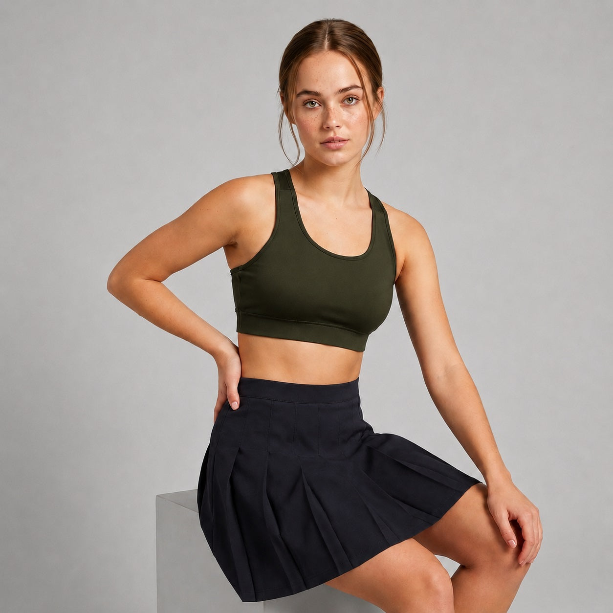 GVV Women's Racerback Sports Bra - Dark Olive Green