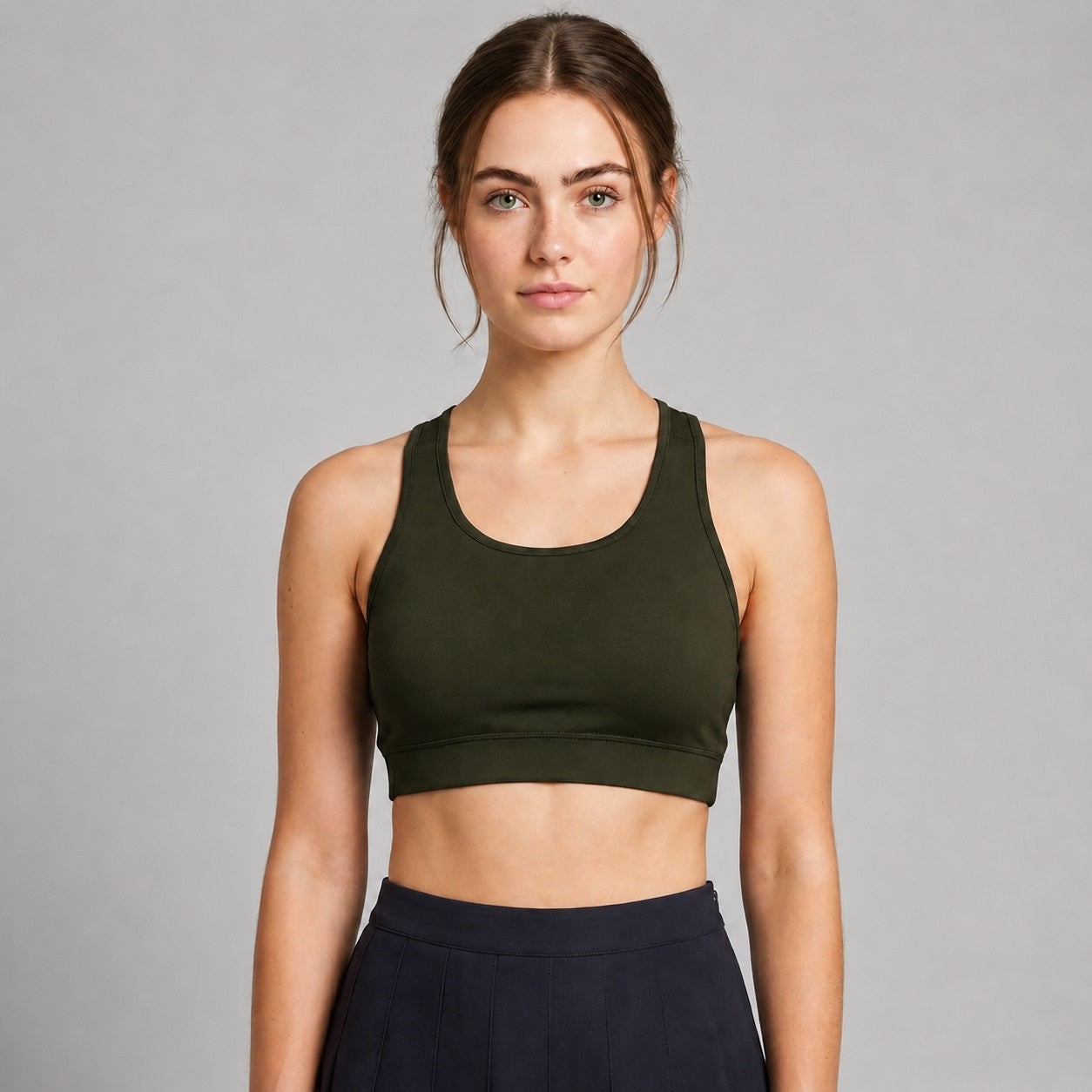 GVV Women's Racerback Sports Bra - Dark Olive Green