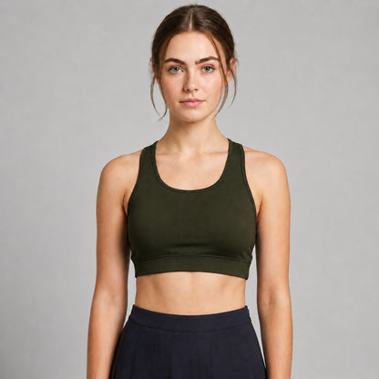 GVV Women's Racerback Sports Bra - Dark Olive Green