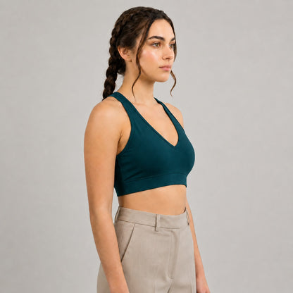 GVV Women's Deep V Neck Bra - Deep Teal